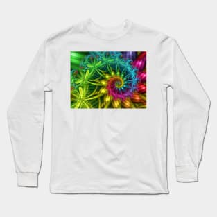 Spiral Rainbow Fractal Long Sleeve T-Shirt